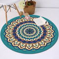 Tribal Southwest Rug Blue Polyester Rug Non-slip Back Rug for Bedroom