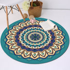 Tribal Southwest Rug Blue Polyester Rug Non-slip Back Rug for Bedroom