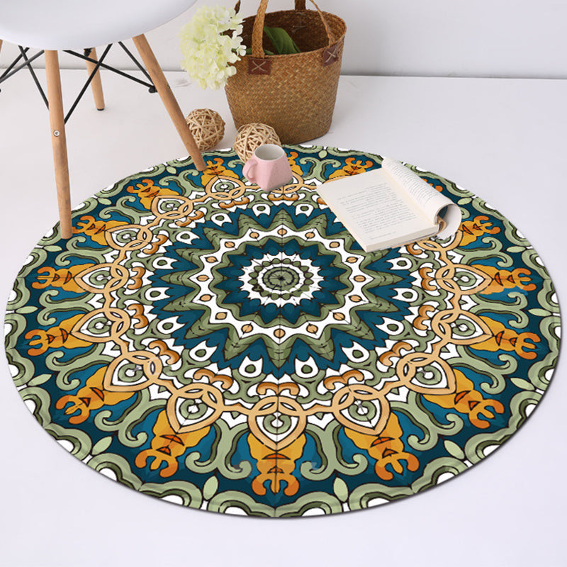 Classic Southwest Carpet Blue and Green Americana Carpet Polyester Non-Slip Back Carpet for Living Room