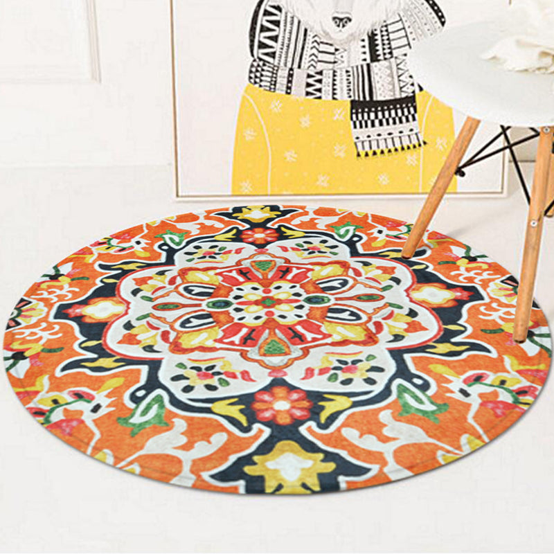 Classic Southwestern Rug Orange Americana Rug Polyester Non-Slip Back Rug for Living Room