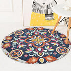 Blue Bedroom Rug Americana Southwestern Rug Polyester Non-Slip Back Rug