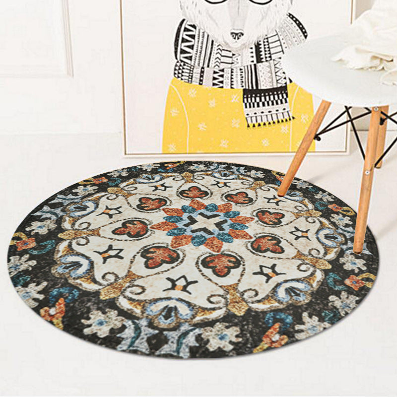 Vintage Southwest Carpet White and Black Tribal Carpet Polyester Non-Slip Backing Area Rug for Bedroom