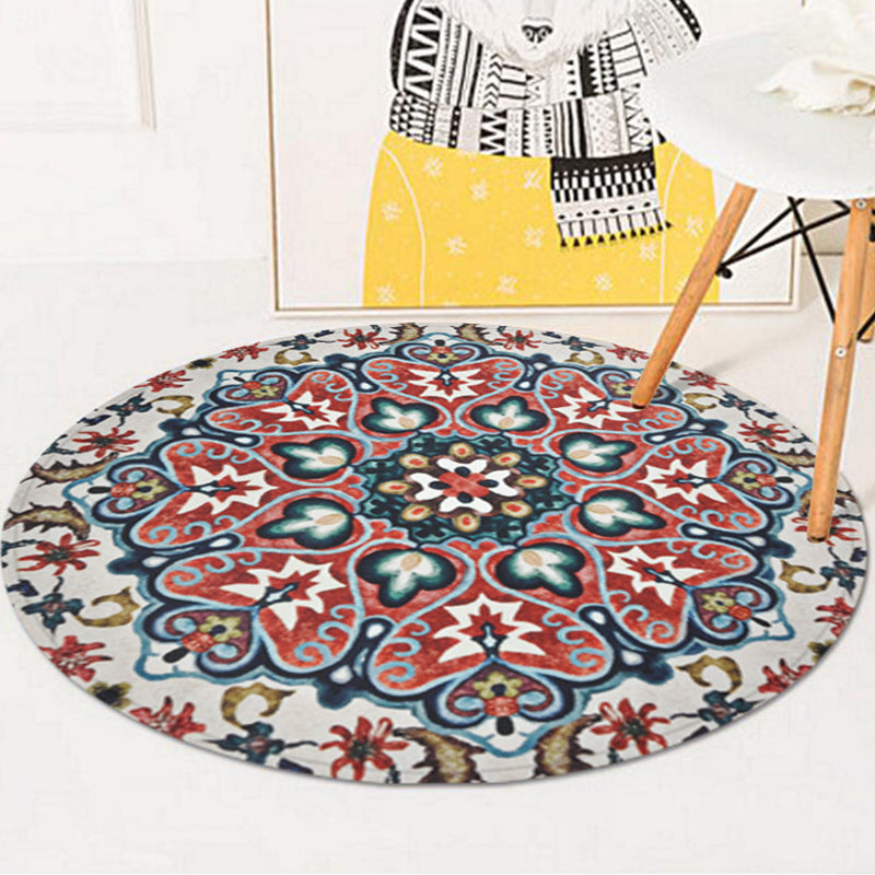 Red Americana Carpet Polyester Southwestern Carpet Non-slip Back Carpet for Bedroom