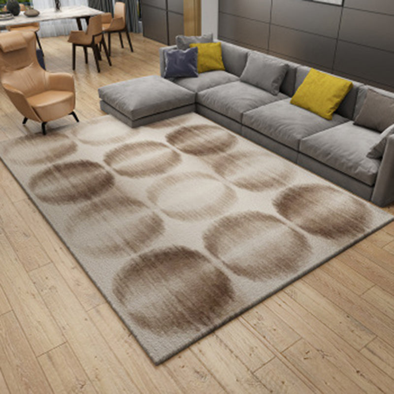 Brown Bedroom Carpet Novelty Circle Triangle Stripe Pattern Area Rug Polyester Washable Rug
