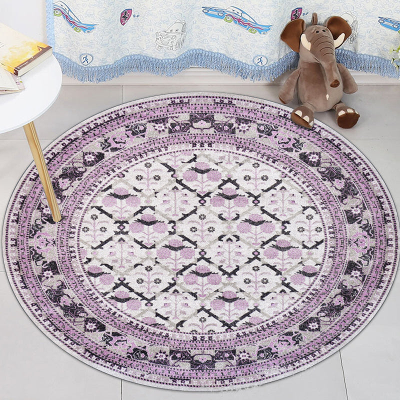 Purple Americana Rug Polyester Southwest Rug Non-Slip Back Washable Rug for the Bedroom