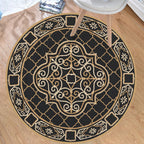 Tribal Southwestern Rug Black and Yellow Polyester Rug Non-Slip Back Washable Rug for the Bedroom