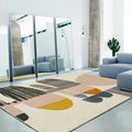 Ivory Bedroom Rug New Stripe Color Block Pattern Rug Polyester Washable Area Rug