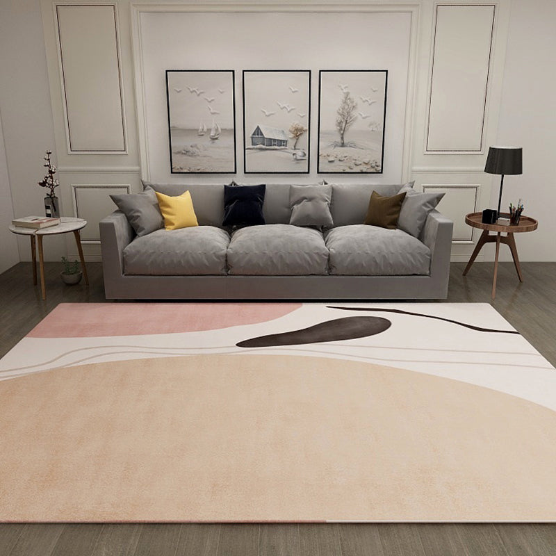 Scandinavian New Arrivals Rug in Ivory Color Block Stripes Print Rug Polyester Washable Rug for the Living Room