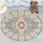 Blue and white Moroccan rug Polyester floral Paisley rug non-slip backing rug machine washable for the living room