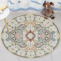 Blue and white Moroccan rug polyester floral Paisley rug anti-slip backing machine washable for living room