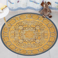 Moroccan floral pattern rug Yellow polyester rug non-slip backing machine washable rug for the bedroom