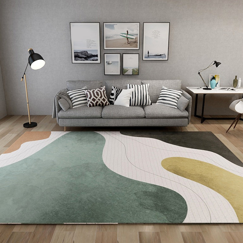 Novelty Living Room Carpet Multicolor Color Stripes Print Rug Polyester Washable Area Rug