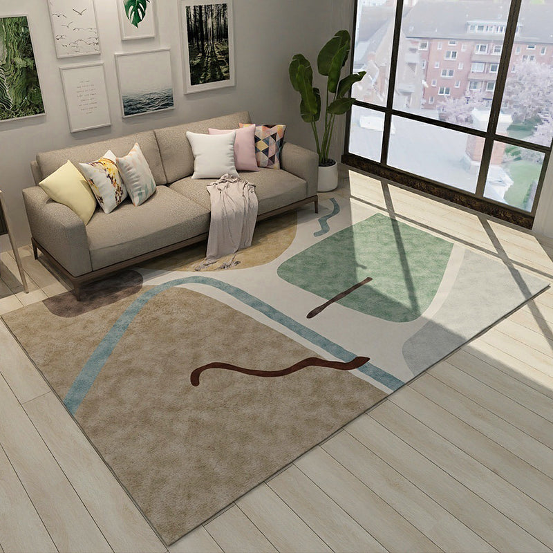 Colorful Novelty Carpet Polyester Color Block Lines Pattern Carpet Washable Area Rug for Bedroom