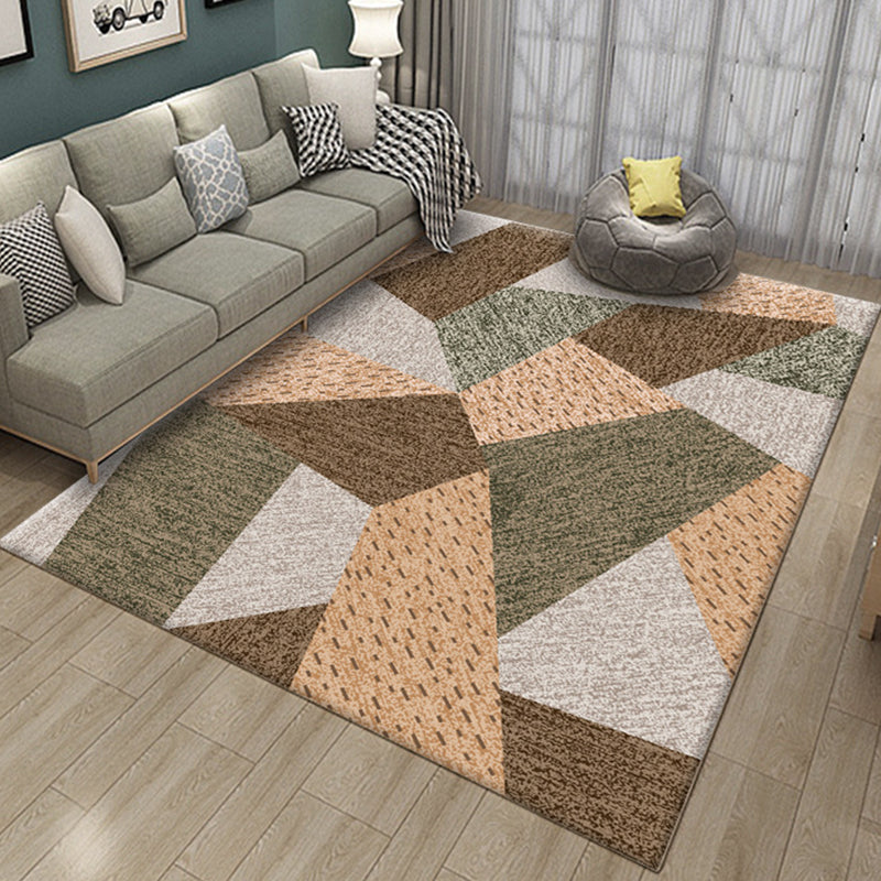 Contemporary Color Block Line Print Rug Multicolor Novelty Rug Polyester Washable Area Rug for Living Room