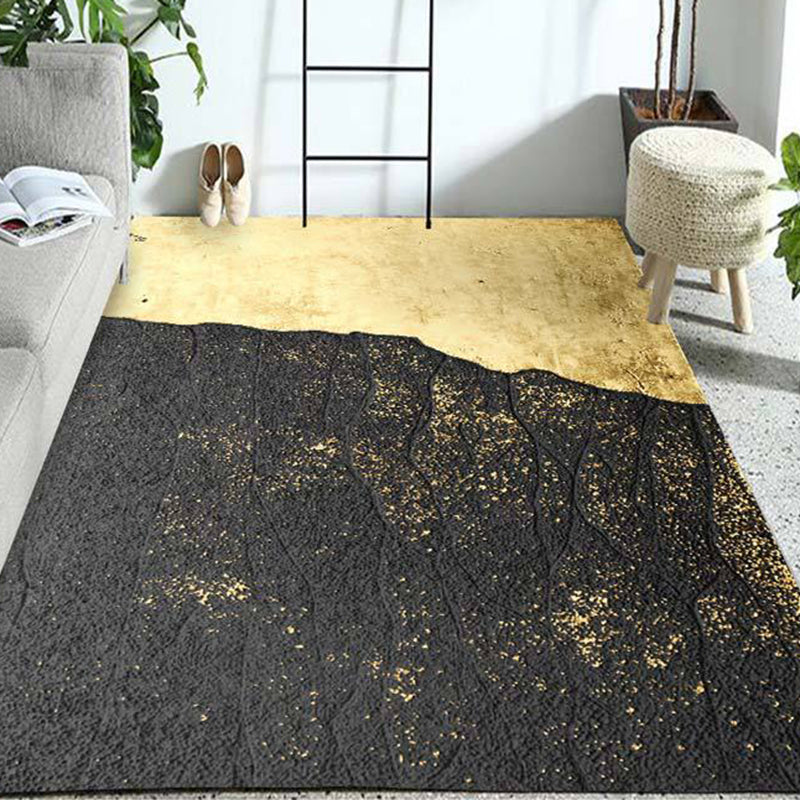 Novelty Home Decoration Rug in Gold Color Block Print Area Rug Polyester Washable Rug