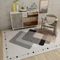 Novelty Geometric Diamond Print Area Rug in Ivory Polyester Carpet Washable Area Rug for Home Decoration