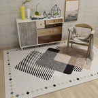 Novelty Geometric Diamond Print Area Rug in Ivory Polyester Carpet Washable Area Rug for Home Decoration