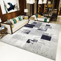 Novelty Bedroom Rug in Gray Geometric Square Chevron Print Rug Polyester Washable Area Rug