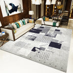 Novelty Bedroom Rug in Gray Geometric Square Chevron Print Rug Polyester Washable Area Rug