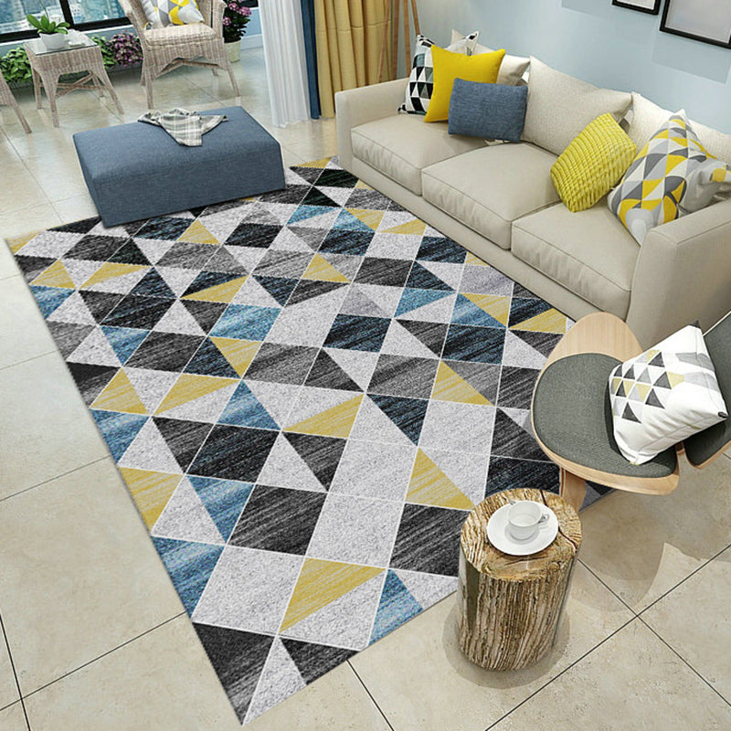 Unique geometric color block print Multicolor Modern rug Polyester Washable rug for bedroom