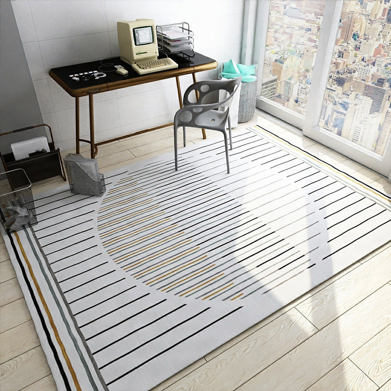 White contemporary carpet polyester striped pattern carpet washable carpet for the bedroom