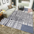 Simple Novelty Carpet in White Stripes Geometric Print Area Rug Polyester Washable Carpet for Bedroom