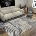 Simple Novelty Carpet in Grey Stripes Print Area Rug Polyester Washable Carpet for Living Room
