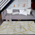 Novelty Bedroom Rug in Gray Geometry Irregular Lines Print Rug Polyester Washable Area Rug