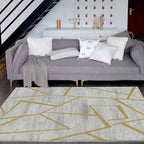 Novelty Bedroom Rug in Gray Geometry Irregular Lines Print Rug Polyester Washable Area Rug