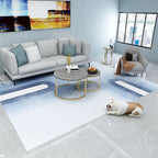 Modern Ombre Blue Polyester Carpet Washable Carpet for the Living Room