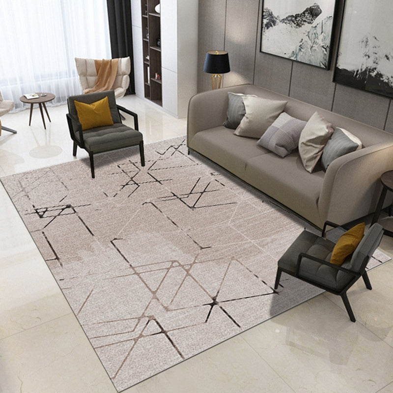 Novelty Bedroom Rug in Ivory and Brown Geometric Triangle Print Rug Polyester Washable Area Rug