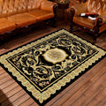 Moroccan living room rug in black and yellow floral print rug polyester area rug
