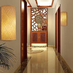 Half-cylindrical wall lamp for flush mounting Minimalist bamboo 1 head hallway wall light in beige