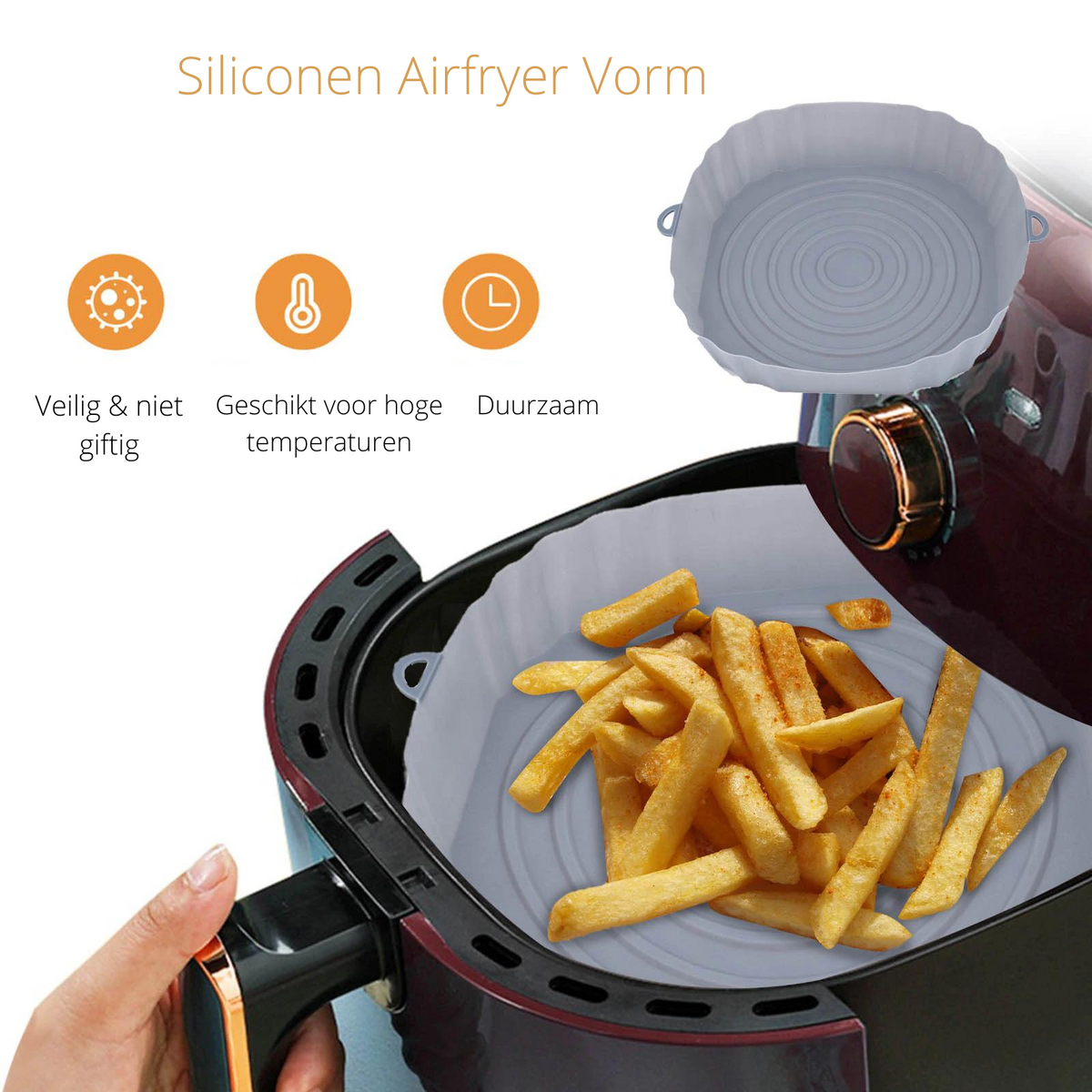 SiliconFry Tray – Reusable Airfryer Mold for Dishwasher