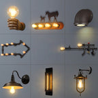 Iron Black Surface Wall Sconce Water Pipe/Cage/Fist-shaped 1-Bulb Industrial Style Wall Mounted Light Fixture