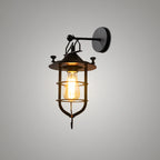 Iron Black Surface Wall Sconce Water Pipe/Cage/Fist-shaped 1-Bulb Industrial Style Wall Mounted Light Fixture