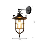 Iron Black Surface Wall Sconce Water Pipe/Cage/Fist-shaped 1-Bulb Industrial Style Wall Mounted Light Fixture