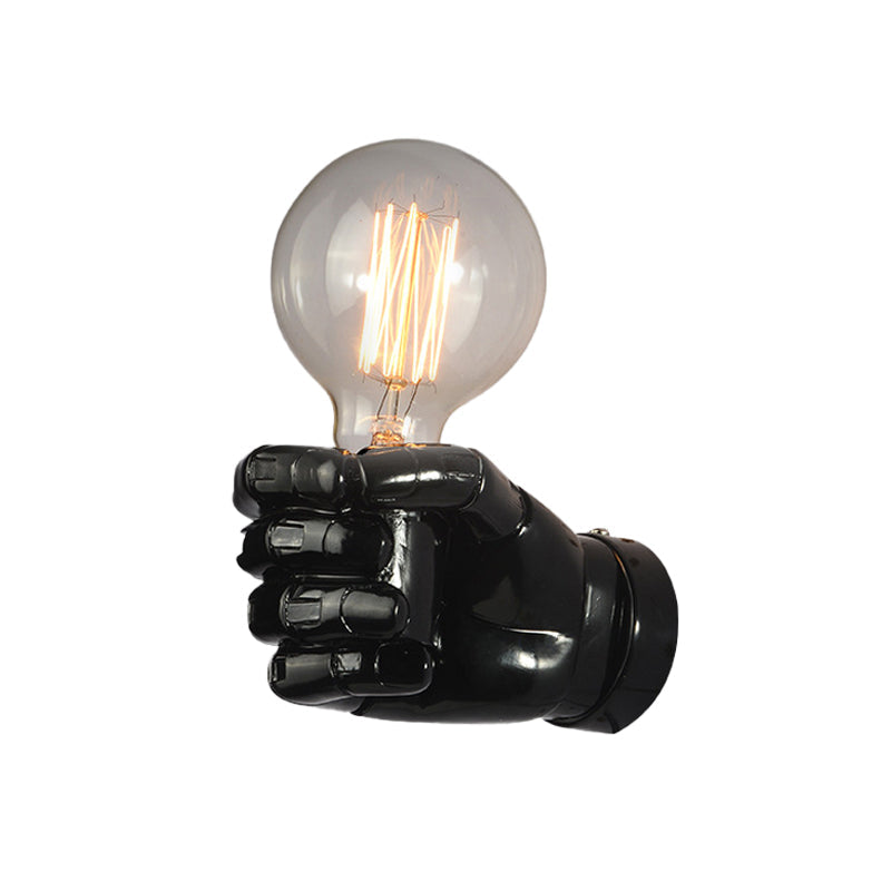 Iron Black Surface Wall Sconce Water Pipe/Cage/Fist-shaped 1-Bulb Industrial Style Wall Mounted Light Fixture
