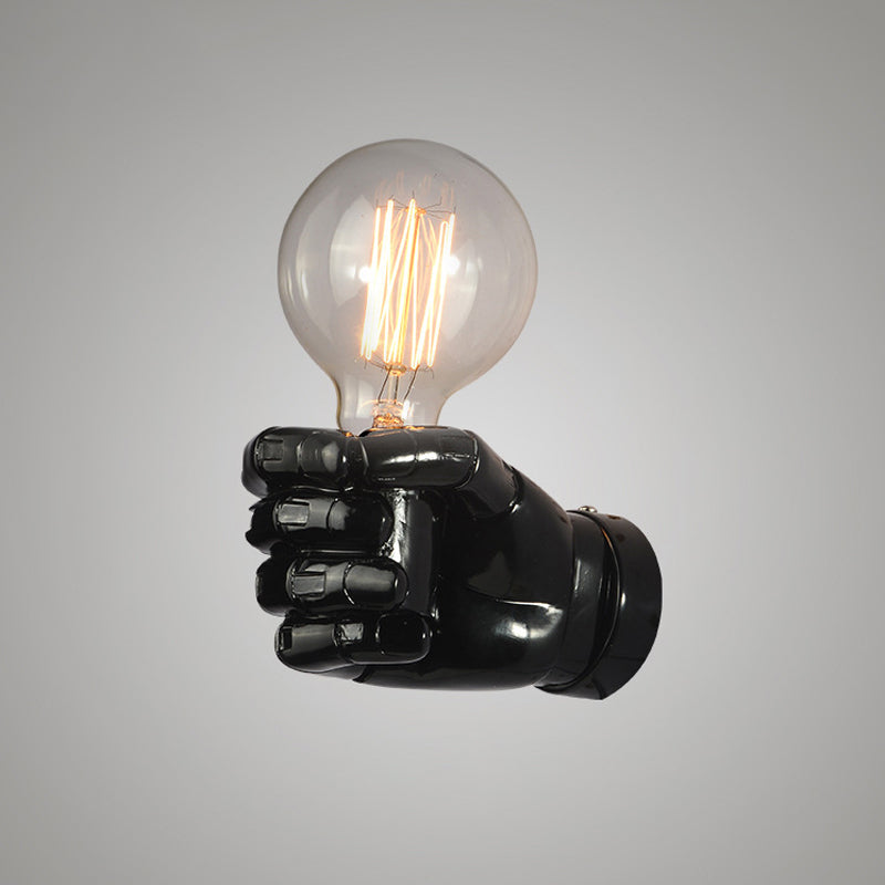 Iron Black Surface Wall Sconce Water Pipe/Cage/Fist-shaped 1-Bulb Industrial Style Wall Mounted Light Fixture