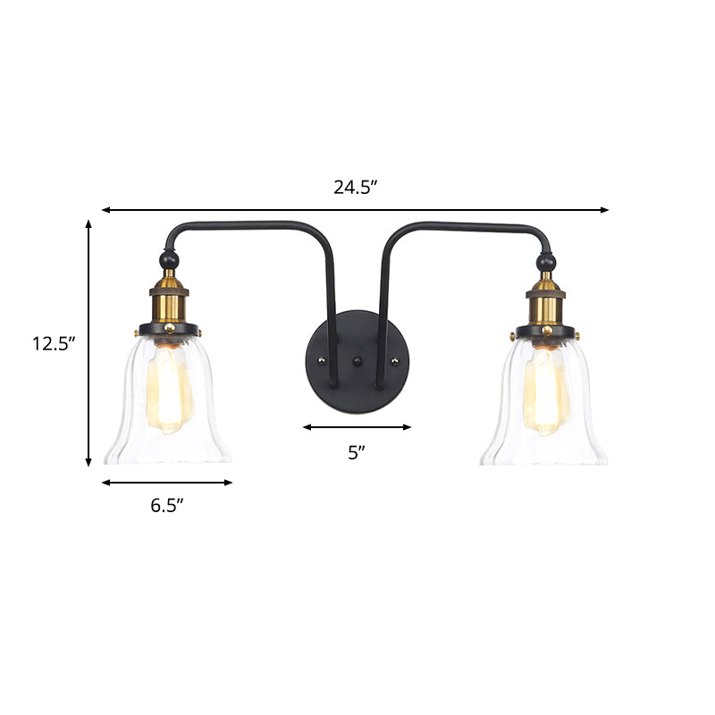 Pears/Bubbles Indoor Wall Lamp Factory Clear Glass 2 Lights Wall Lamp Fixture in Black