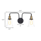 Pears/Bubbles Indoor Wall Lamp Factory Clear Glass 2 Lights Wall Lamp Fixture in Black