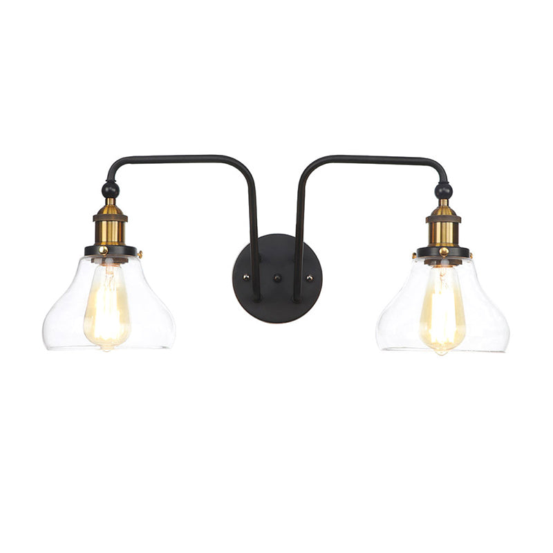 Pears/Bubbles Indoor Wall Lamp Factory Clear Glass 2 Lights Wall Lamp Fixture in Black