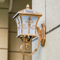 Frosted Glass Curved Lantern Wall Light Traditional Terrace Small/Large Solar LED Wall Lamp in Black/Brass