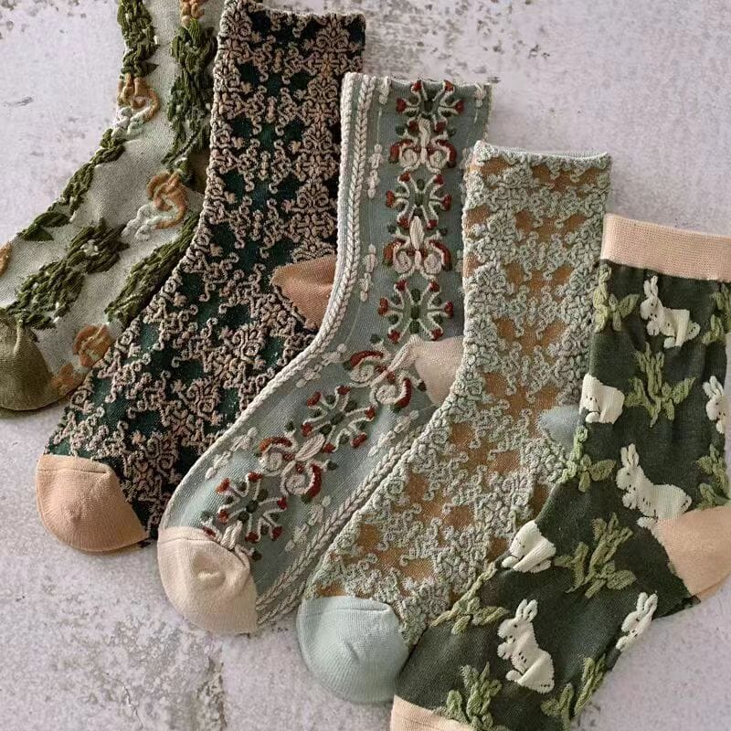 Women's Floral Cotton Socks (10 Pairs)
