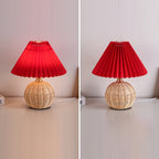RattaLume Nordic LED Table Lamp | Woven Rattan & Foldable Fabric Shade | Mood Light | Decor for the Bedroom