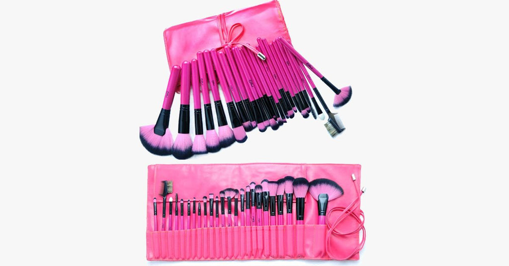 Hot Pink 24-Piece Makeup Brush Set