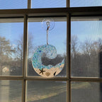 Sea glass sun catcher - Ocean breaking wave beach ornament