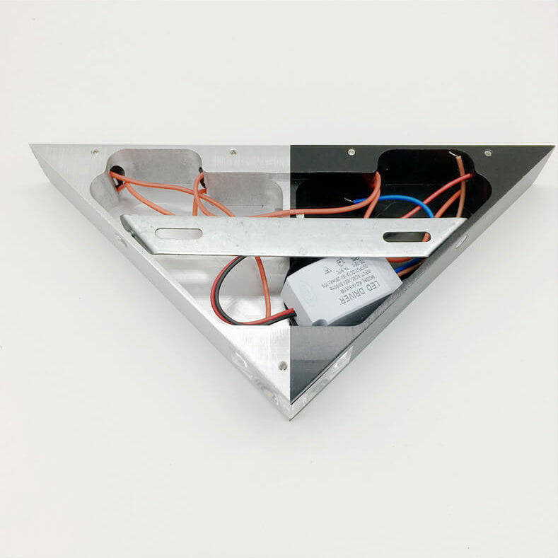 TriLumina Prism LED Wall Light | Creative Pyramid Design | Aluminum & Acrylic | Colored Light Options