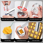 Cookie Press Kit | 20 Stainless Steel Discs & 4 Nozzles | Adjustable Size & Easy Clean | BakeJoy