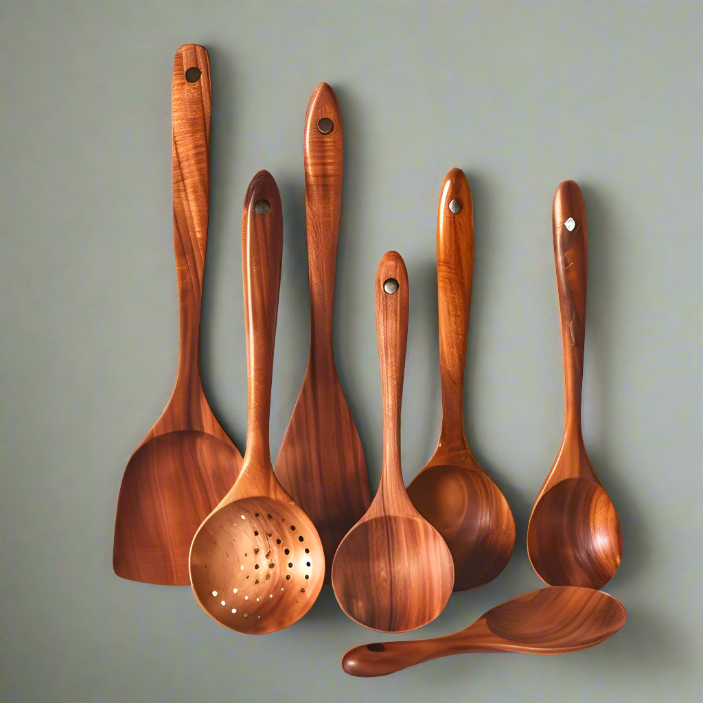 TeakChef Kitchen Set – Sustainable Antibacterial Kitchen Utensils made of Teakwood